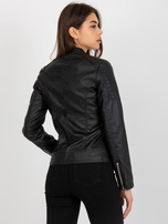 Hurtownia Czarna kurtka damska ze skóry ekologicznej