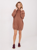 Jasnobrązowa dresowa sukienka z gumką na dole