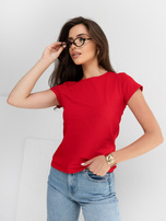 Hurtownia Czerwony gładki t-shirt basic z bawełny 