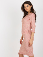 Hurt Red-beige dress blouse with 3/4 sleeve.