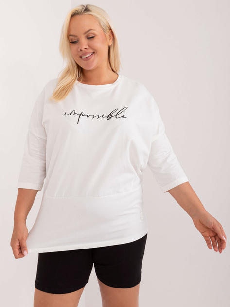 Hurt Ecru casualowa bluzka plus size z aplikacją