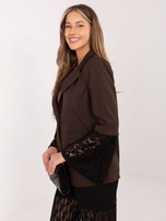 Czekoladowa marynarka z koronkowymi wstawkami