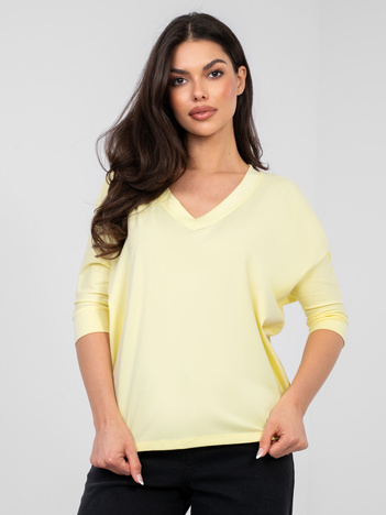 Pastelowa żółta bluzka basic z bawełny RUE PARIS
