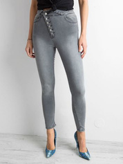 Szare jeansy skinny high waist