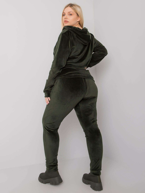 Khaki welurowy komplet plus size Michell