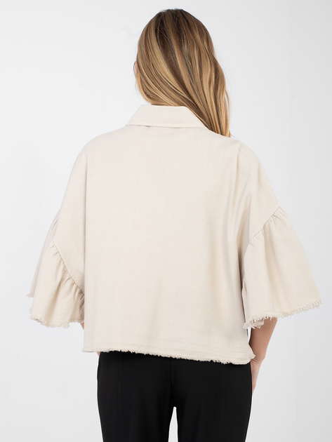 Beżowa jeansowa kurtka z kieszeniami RUE PARIS