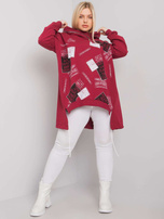 Bordowa bluza z kapturem plus size Ives