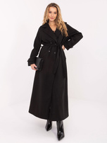 Czarny dwurzędowy płaszcz z kieszeniami 