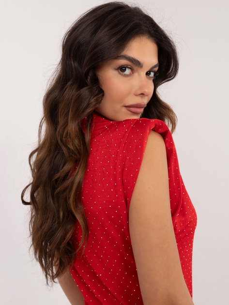 Hurtownia Czerwona wizytowa bluzka bez rękawów