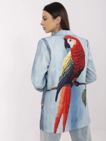 Niebieska marynarka z tropikalnym nadrukiem