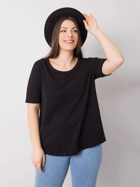 Czarny t-shirt bawełniany plus size Missy