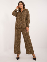 Hurt Ciemnobeżowo-czarny panterkowy komplet z koszulą