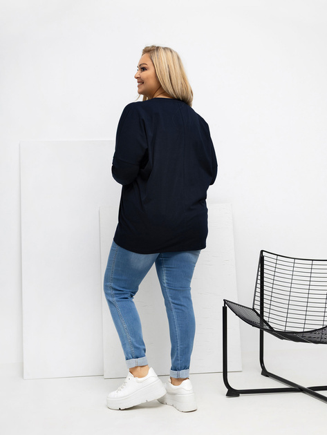 Granatowa bluzka plus size z okrągłym dekoltem