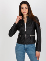 Hurtownia Czarna damska kurtka z ekoskóry biker
