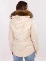 Jasnobeżowa puchowa kurtka z pikowaniem
