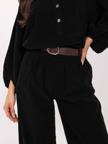 Czarne sztruksowe spodnie z kieszeniami