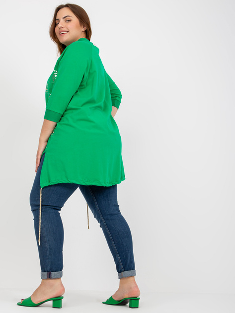Zielona asymetryczna bluzka plus size z aplikacją