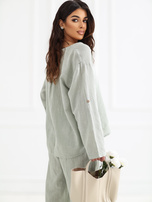 Khaki letnia bluzka z ozdobnym guzikiem