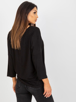 Hurt Czarna wiskozowa bluzka basic z rękawem 3/4