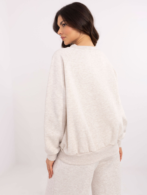 Hurt Jasnobeżowa melanżowa bluza bez kaptura z haftem