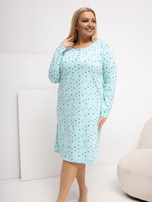 Miętowa nocna koszula plus size w kropki 