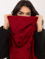 Hurt Ciemnoczerwony damski szal z nadrukiem