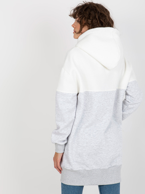 Hurt Ecru-szara dresowa długa bluza basic z suwakiem