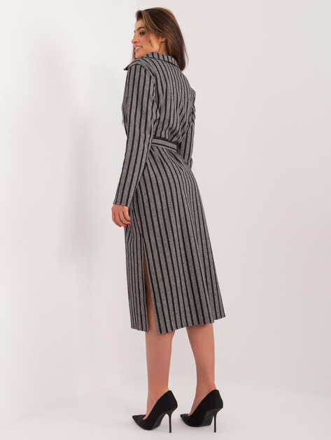 Hurt Ciemnoszara prosta sukienka z kołnierzem