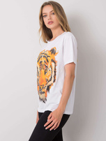 Biały t-shirt z nadrukiem Tiger