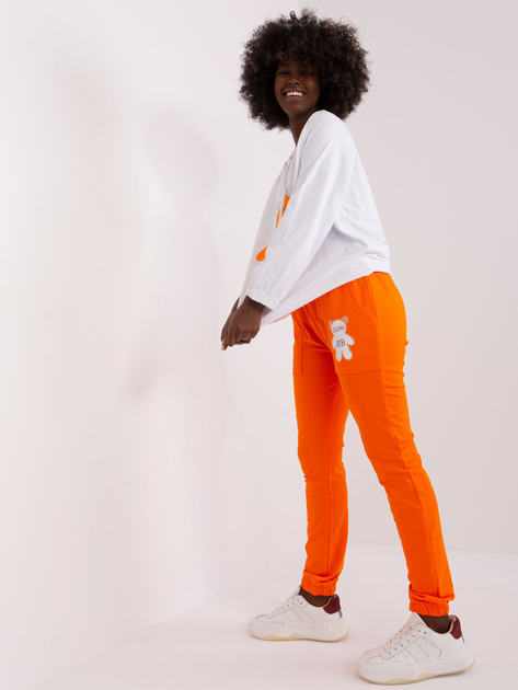 Hurt Ecru-pomarańczowa komplet dresowy z dżetami