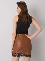 Brązowa ołówkowa spódnica z ekoskóry Bennington