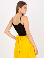 Czarny krótki top basic w prążki RUE PARIS