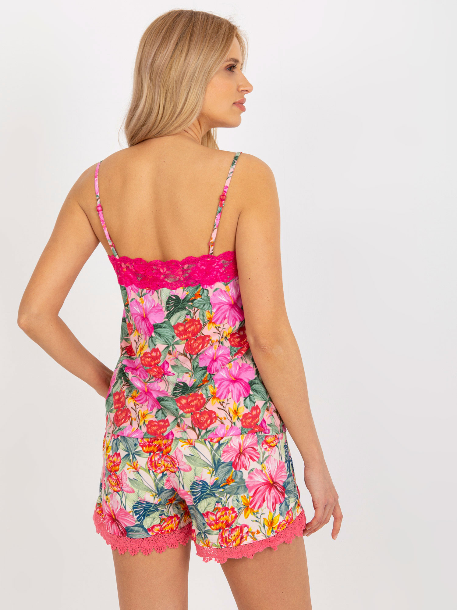 Fuksjowy top w kwiaty na ramiączkach FRESH MADE