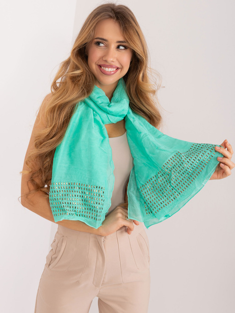 Hurtownia Miętowa gładka chusta damska z wiskozy