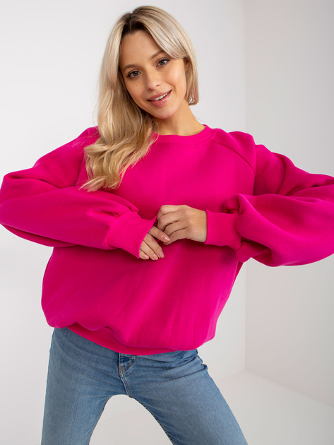 Hurtownia Fuksjowa dresowa bluza basic o kroju oversize
