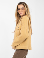 Camelowa jeansowa kurtka z zapięciem na guziki RUE PARIS 