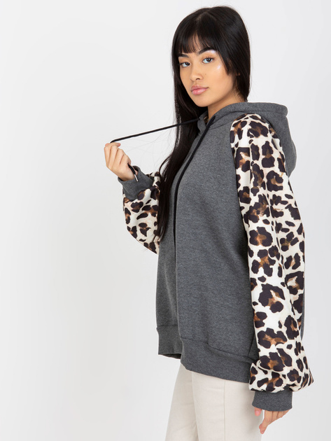 Hurt Ciemnoszara dresowa bluza z nadrukiem na rękawach Michaela