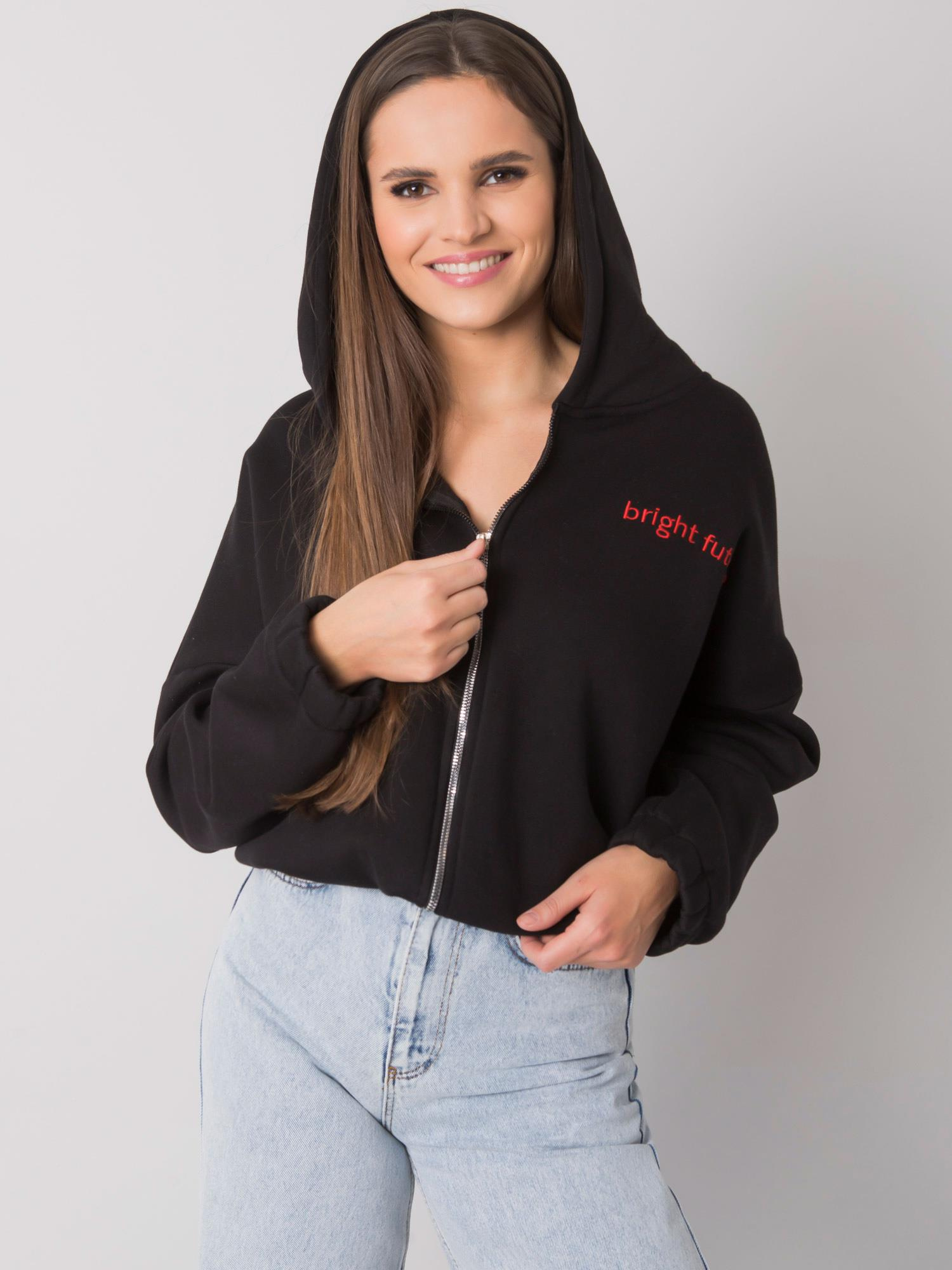 Schwarzer Hoodie mit Stickerei Michelle RUE PARIS.