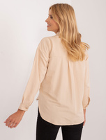 Hurtownia Beżowa rozpinana koszula z długim rękawem