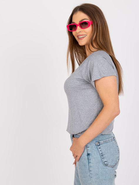 Szara melanżowa bluzka basic na co dzień z wiskozy Lucienne