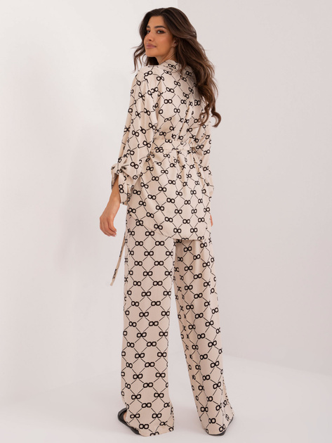 Hurt Jasnobeżowy damski komplet letni z koszulą