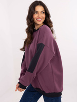 Hurt Ciemnofioletowa damska bluza bez kaptura z ociepleniem