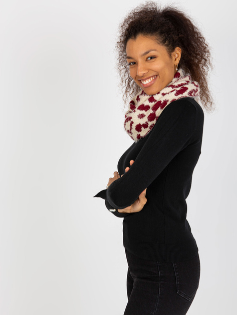 Hurtownia Jasnobeżowo-bordowy damski komin we wzory