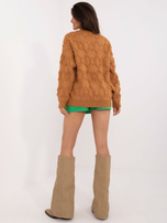 Hurt Jasnobrązowy damski sweter oversize we wzory