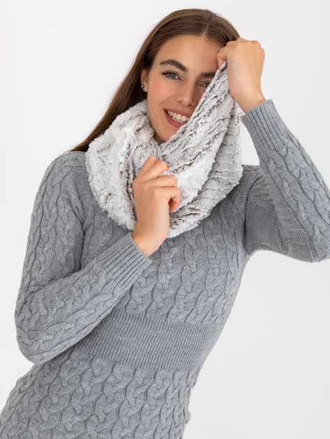 Hurt Biało-ciemnobrązowy komin ze sztucznego futerka