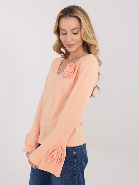 Jasnopomarańczowa bluzka z rękawem typu dzwon