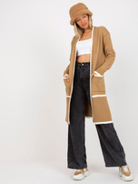 Dunkelbeige Damen Oversize-Cardigan RUE PARIS.