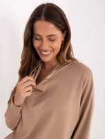 Beżowa damska bluza oversize z kapturem