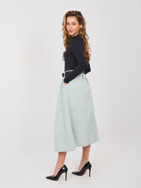 Miętowa midi spódnica z tłoczonej tkaniny RUE PARIS
