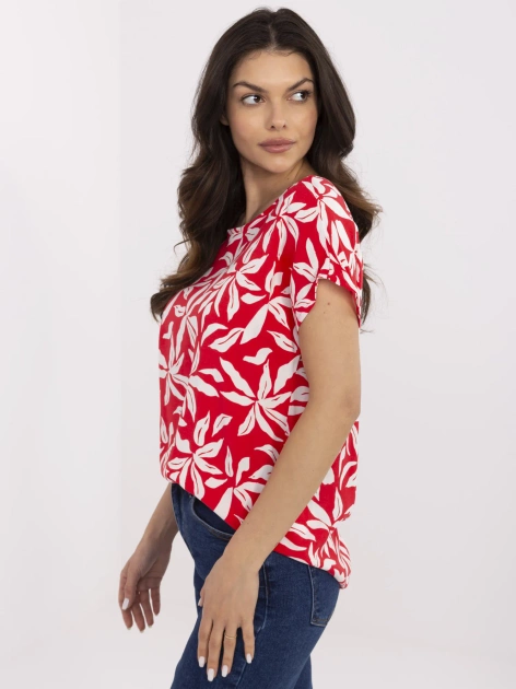 Koralowa bluzka z krótkim rękawem SUBLEVEL